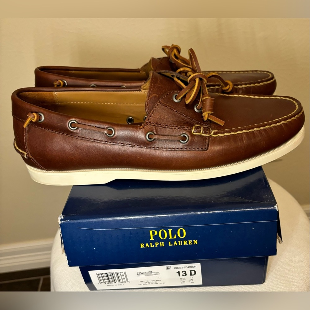 Polo Ralph Lauren Merton Leather Boat Shoe size 13 slightly worn